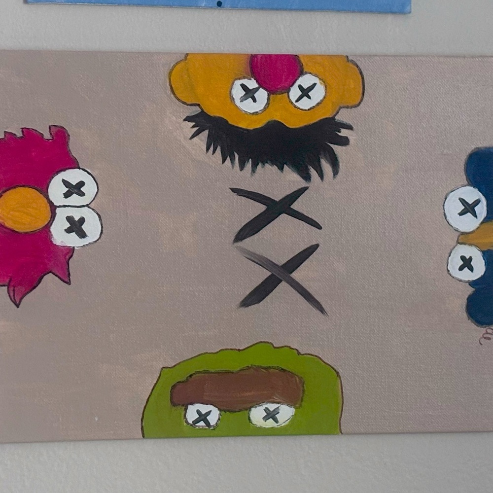 Sesame X Kaws Acrylic Painting